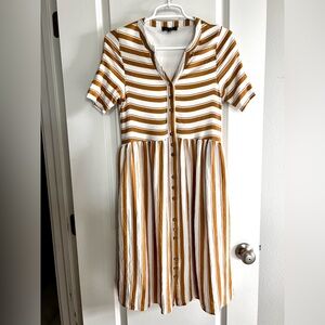 ROOLEE STRIP POCKETS BUTTON UP SHIRT DRESS SZ S